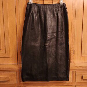 Genuine Leather Black Pencil Skirt